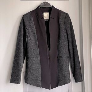 ANTHROPOLOGIE ELEVENSES Black and Gray Chic Wool Blend Blazer